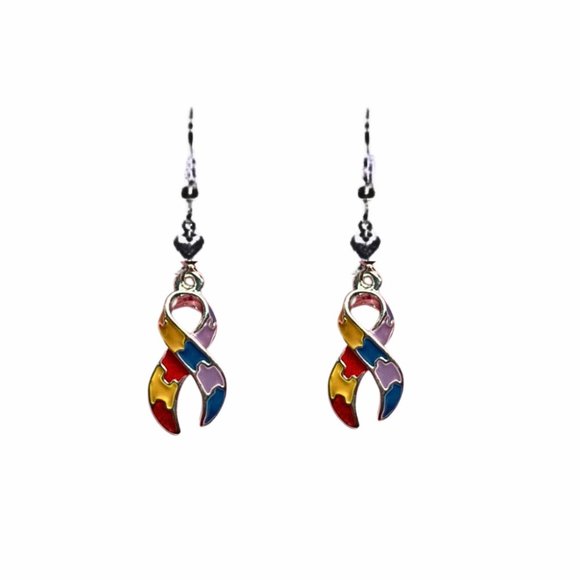 Autism Awareness Ribbon Earrings - Picture 1 of 2